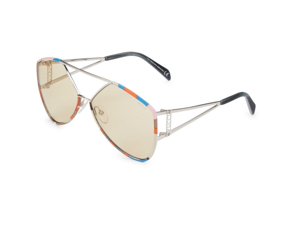 Beige New Emilio Pucci Aviator Sunglasses With Case For Sale
