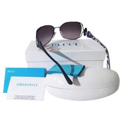 New Emilio Pucci Black Aviator Sunglasses With Case 
Box