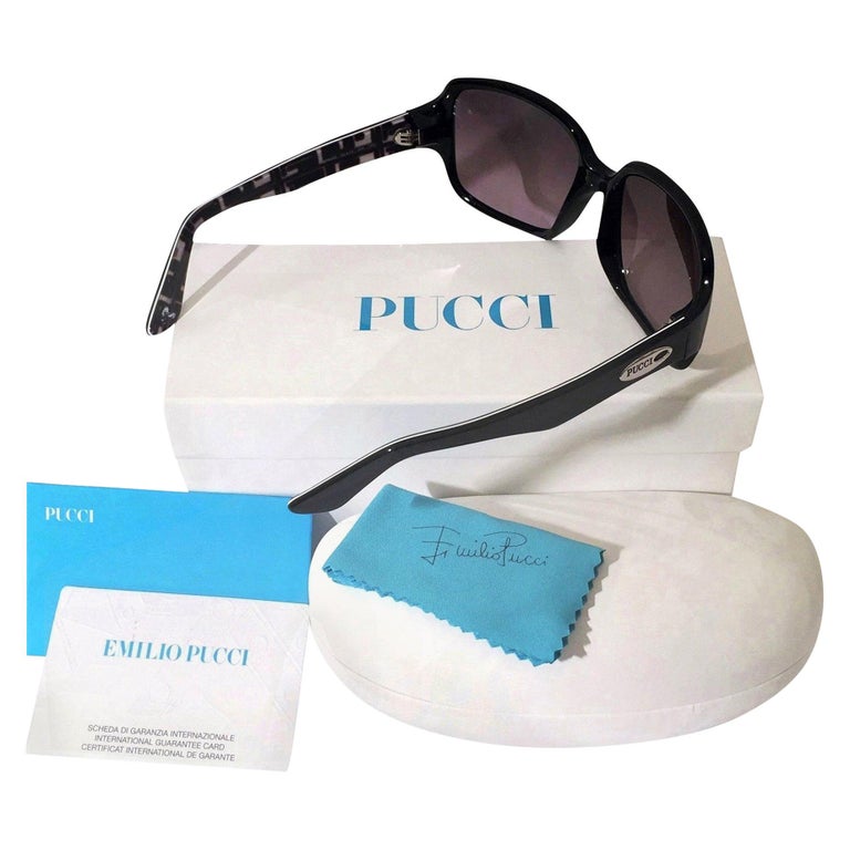 New Emilio Pucci Black Logo Sunglasses With Case and Box For 