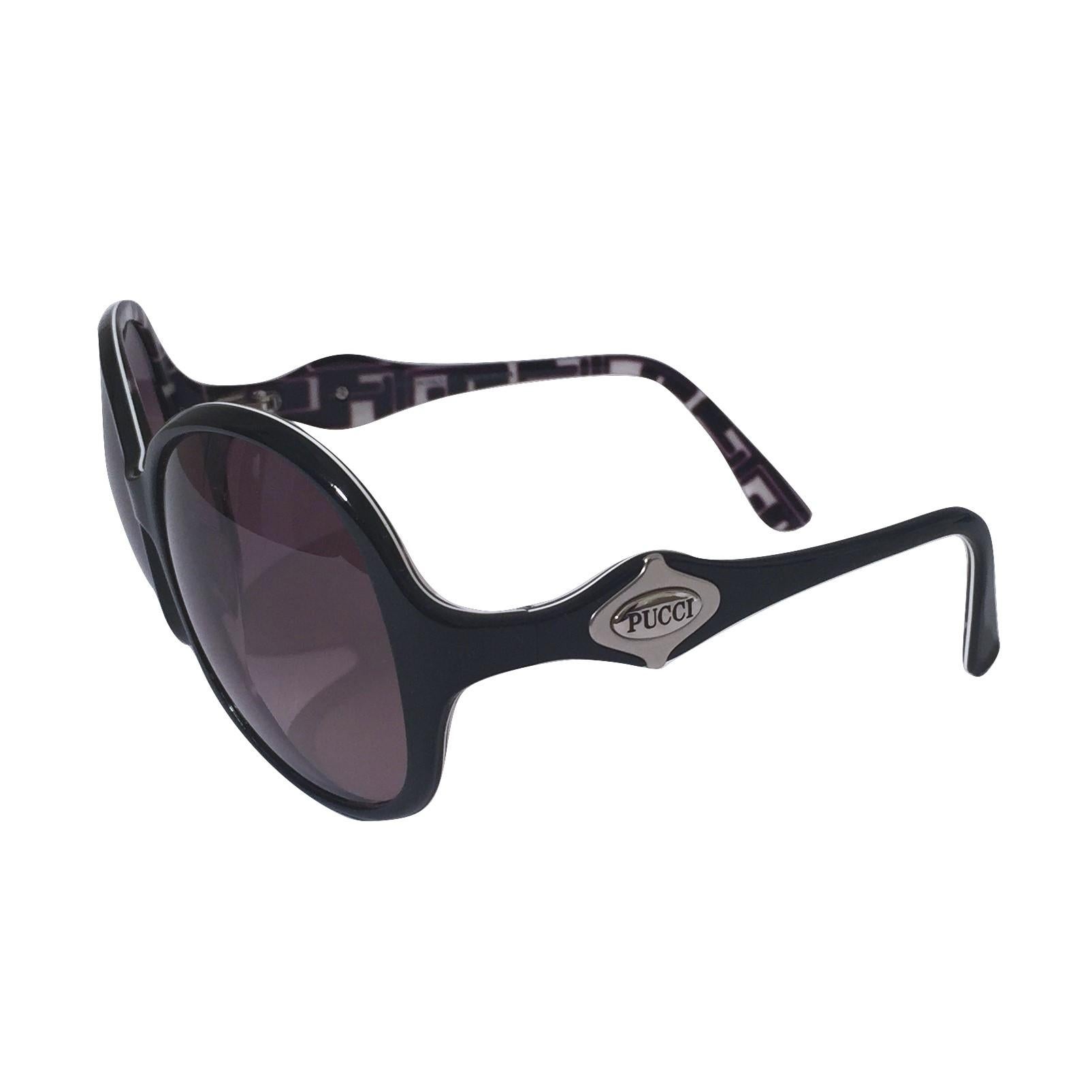New Emilio Pucci Black Logo Sunglasses With Case & Box 4