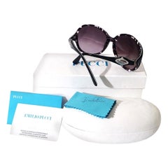 New Emilio Pucci Black Logo Sunglasses With Case & Box