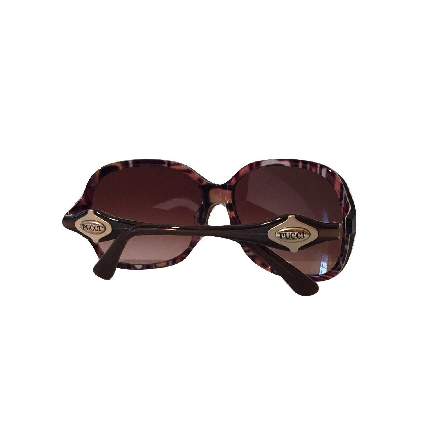 Neu Emilio Pucci Brown Logo Sonnenbrille mit Etui & Box (Grau) im Angebot