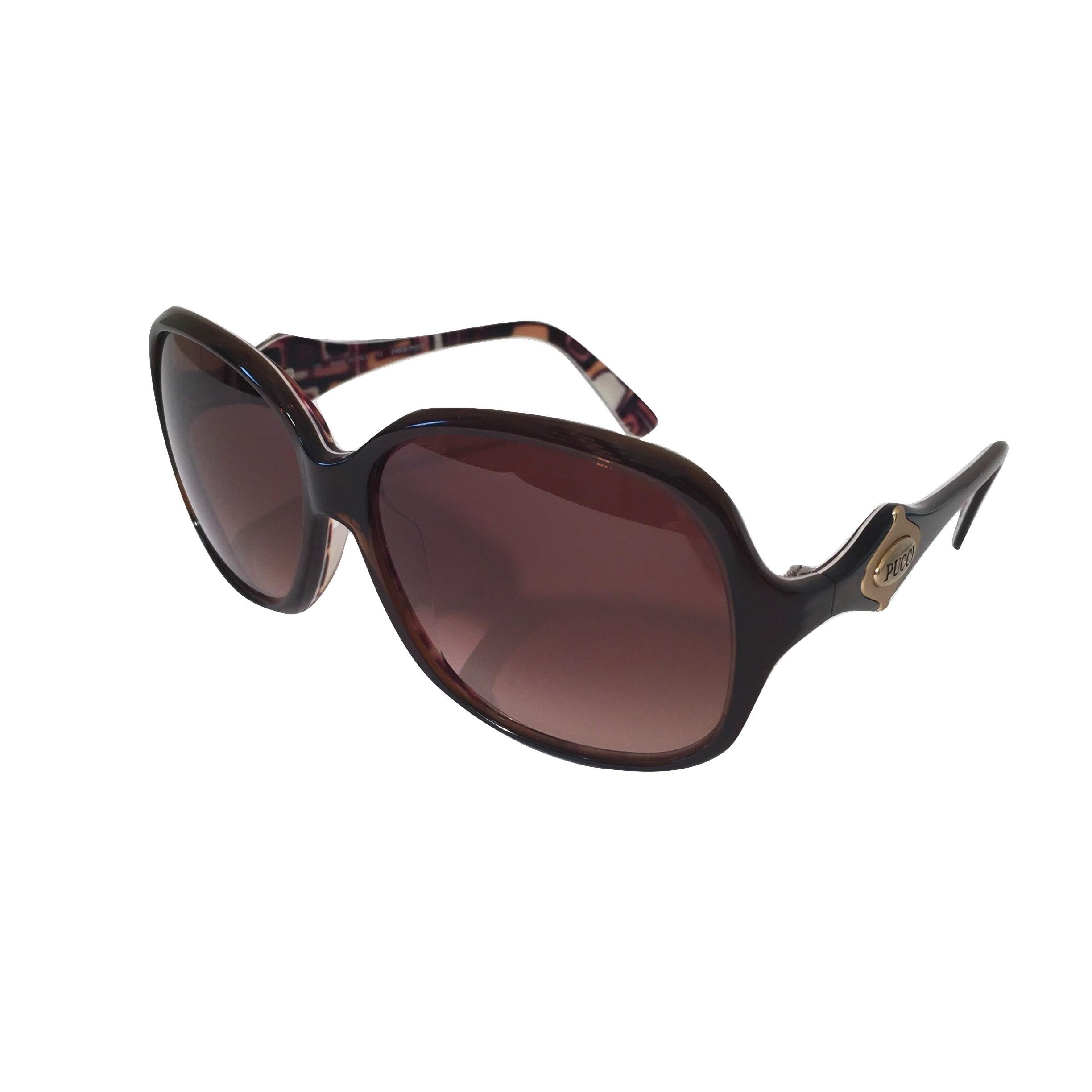 Neu Emilio Pucci Brown Logo Sonnenbrille mit Etui & Box im Zustand „Neu“ im Angebot in Leesburg, VA