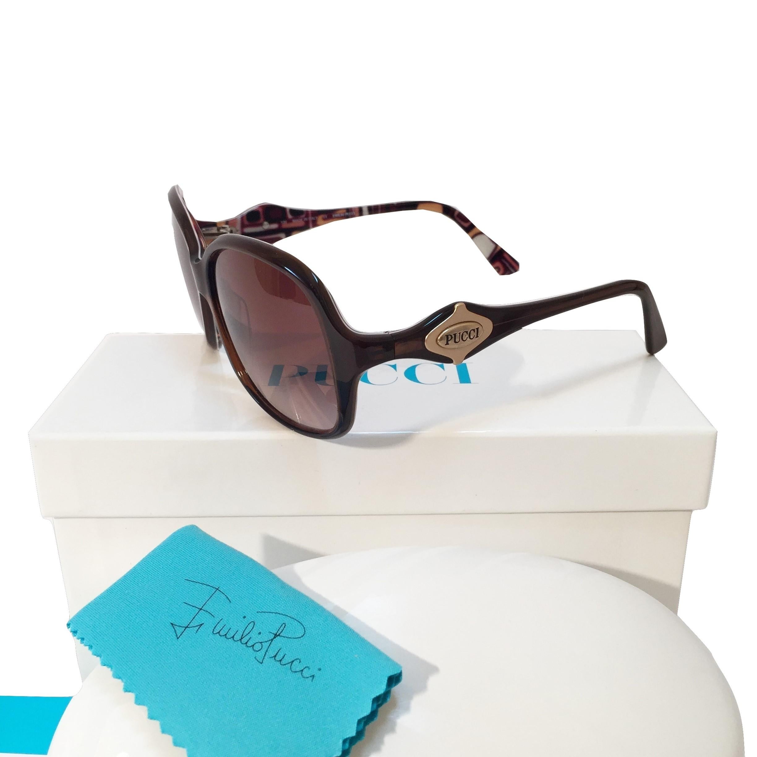 Neu Emilio Pucci Brown Logo Sonnenbrille mit Etui & Box im Angebot 2