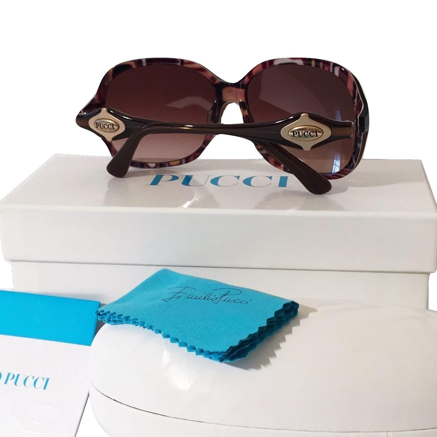Neu Emilio Pucci Brown Logo Sonnenbrille mit Etui & Box im Angebot 3
