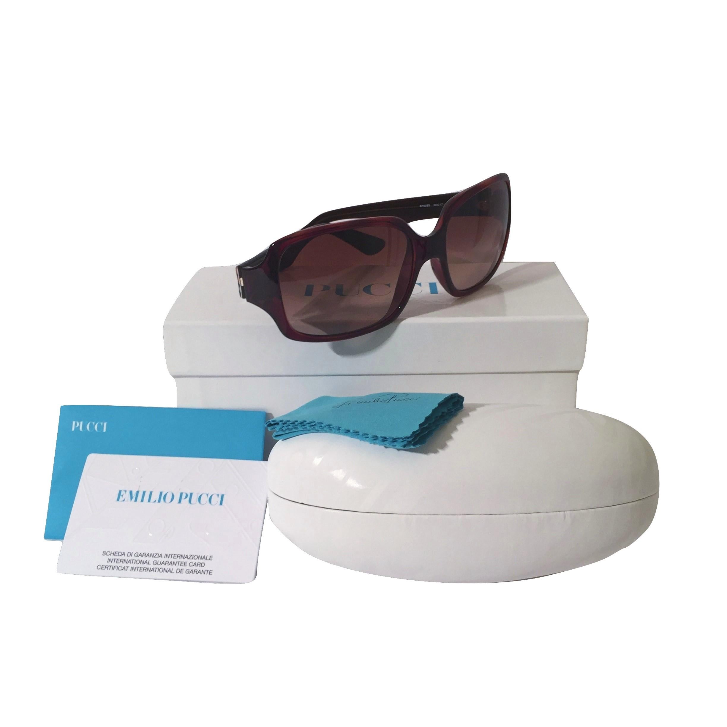 Neu Emilio Pucci Braune Logo-Sonnenbrille mit Etui und Schachtel 4