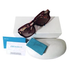 New Emilio Pucci Brown Logo Sunglasses With Case & Box