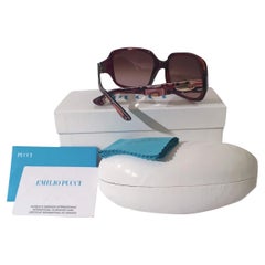 Emilio Pucci - Lunettes de soleil marron avec logo, avec étui et boîte, état neuf