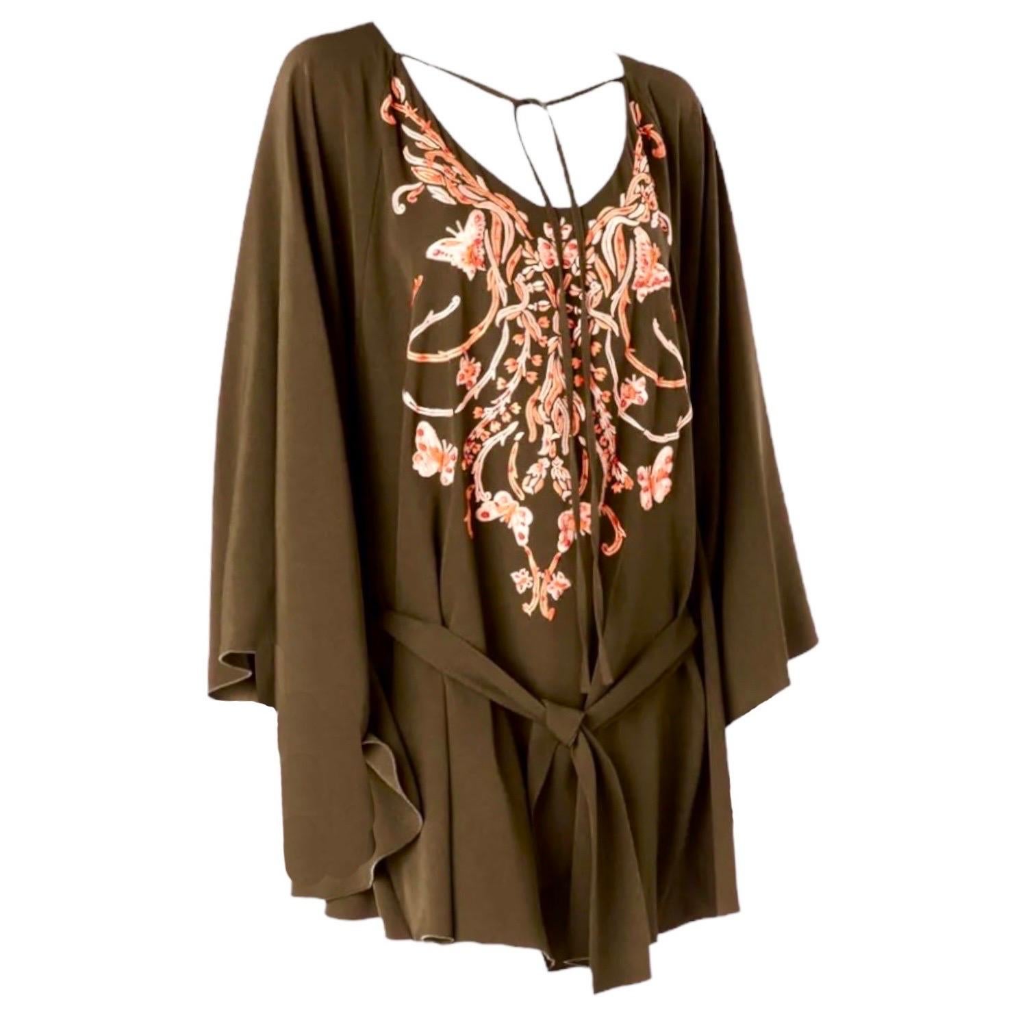 Women's NEW Emilio Pucci by Peter Dundas Belted Embroidered Beaded Kaftan Dress 44 For Sale
