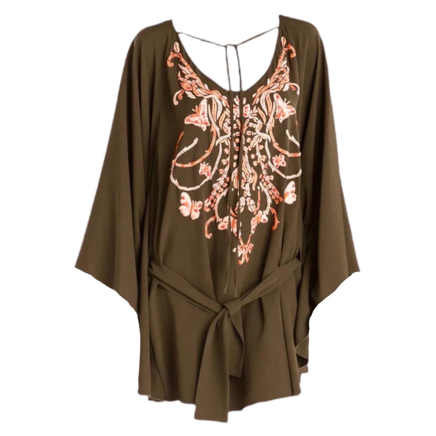 NEW Emilio Pucci by Peter Dundas Belted Embroidered Beaded Kaftan Dress 44 For Sale 1
