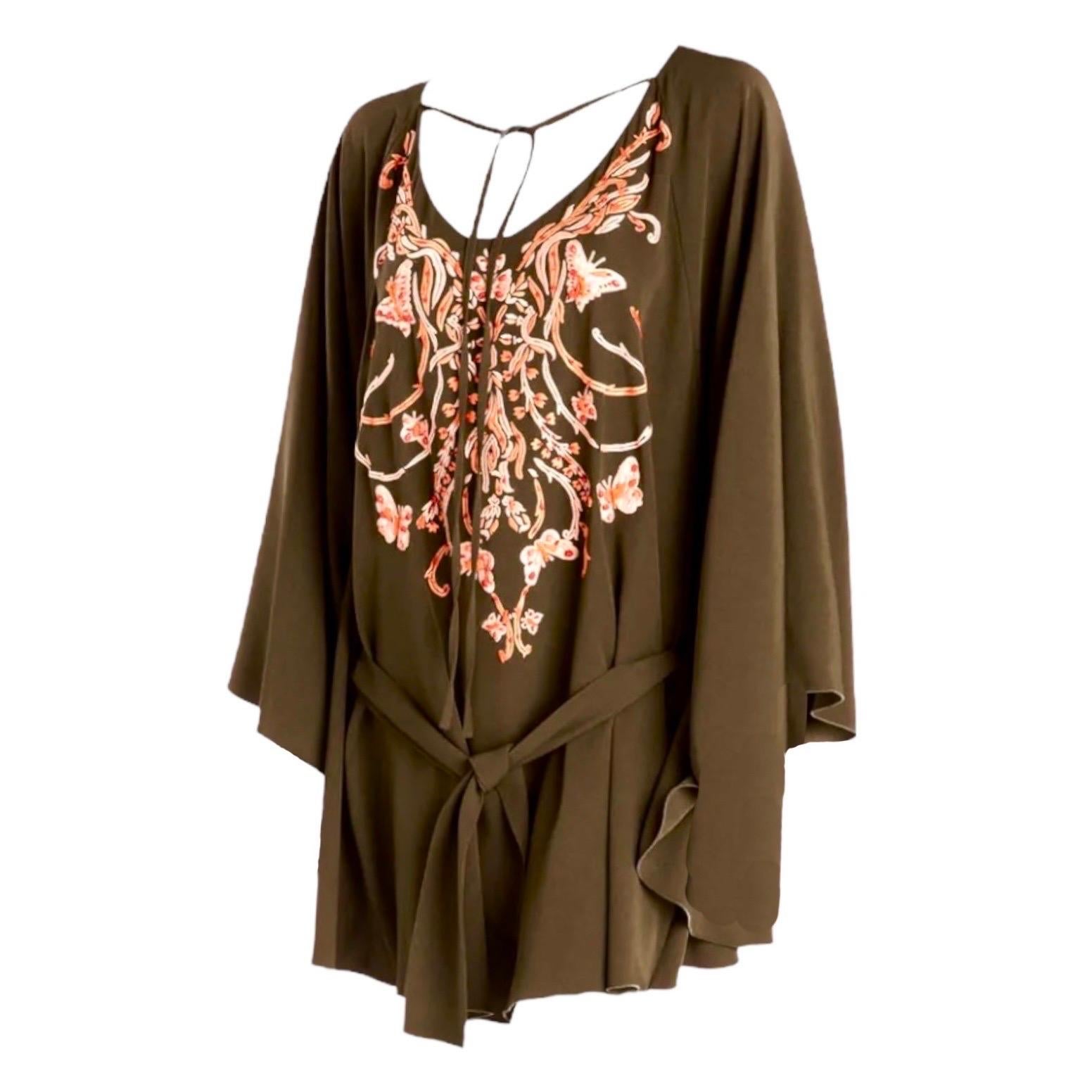NEW Emilio Pucci by Peter Dundas Belted Embroidered Beaded Kaftan Dress 44