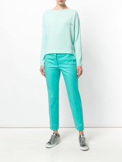NEW Emilio Pucci Classy Turquoise Summer Stretch Cotton Pants 40