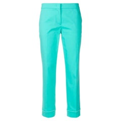 NEW Emilio Pucci Classy Turquoise Summer Stretch Cotton Pants 40