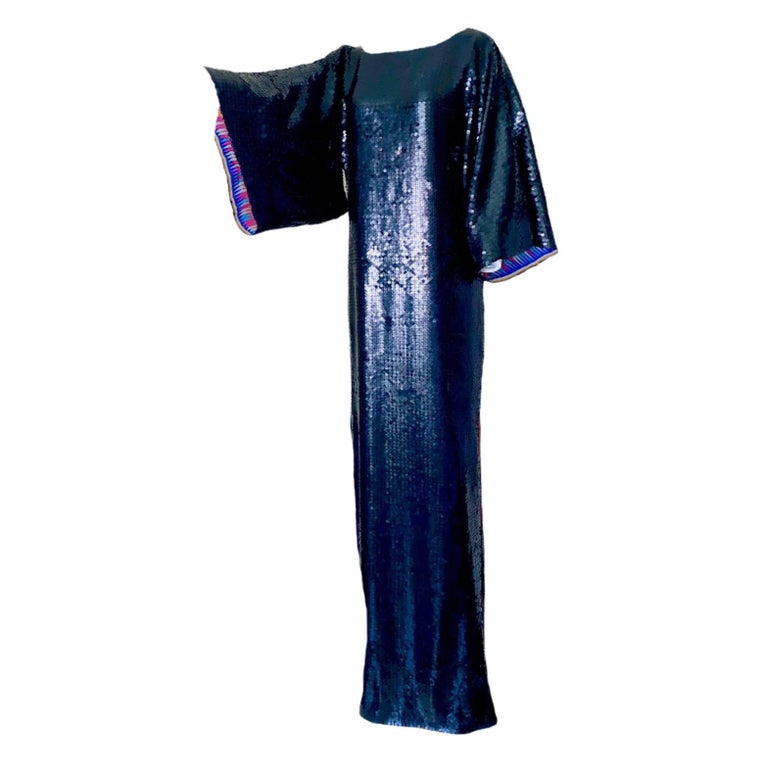 Women's UNWORN Emilio Pucci Embroidered Silk Sequin Evening Kaftan Maxi Dress Gown 40 For Sale