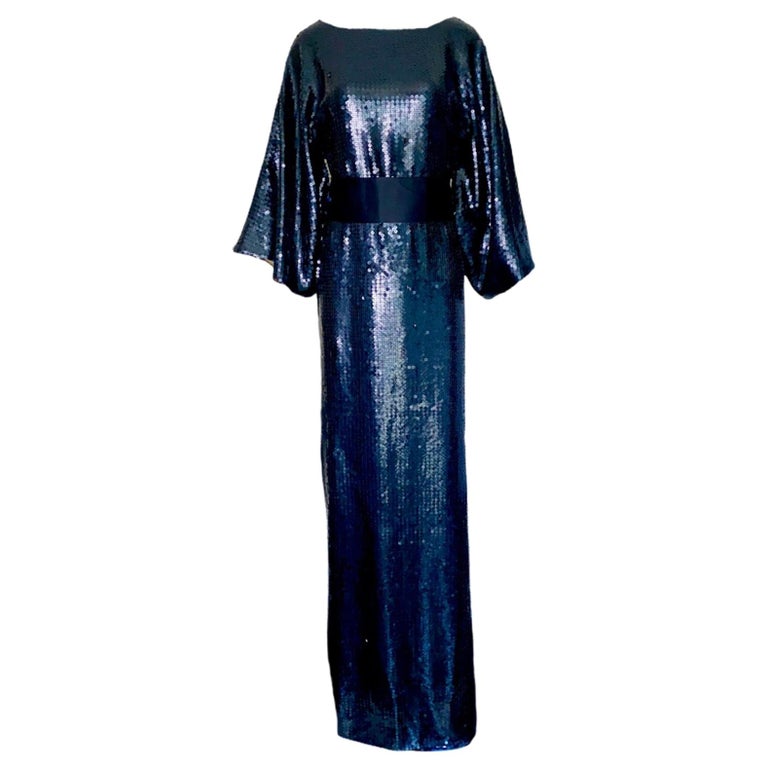 UNWORN Emilio Pucci Embroidered Silk Sequin Evening Kaftan Maxi Dress Gown 40 For Sale