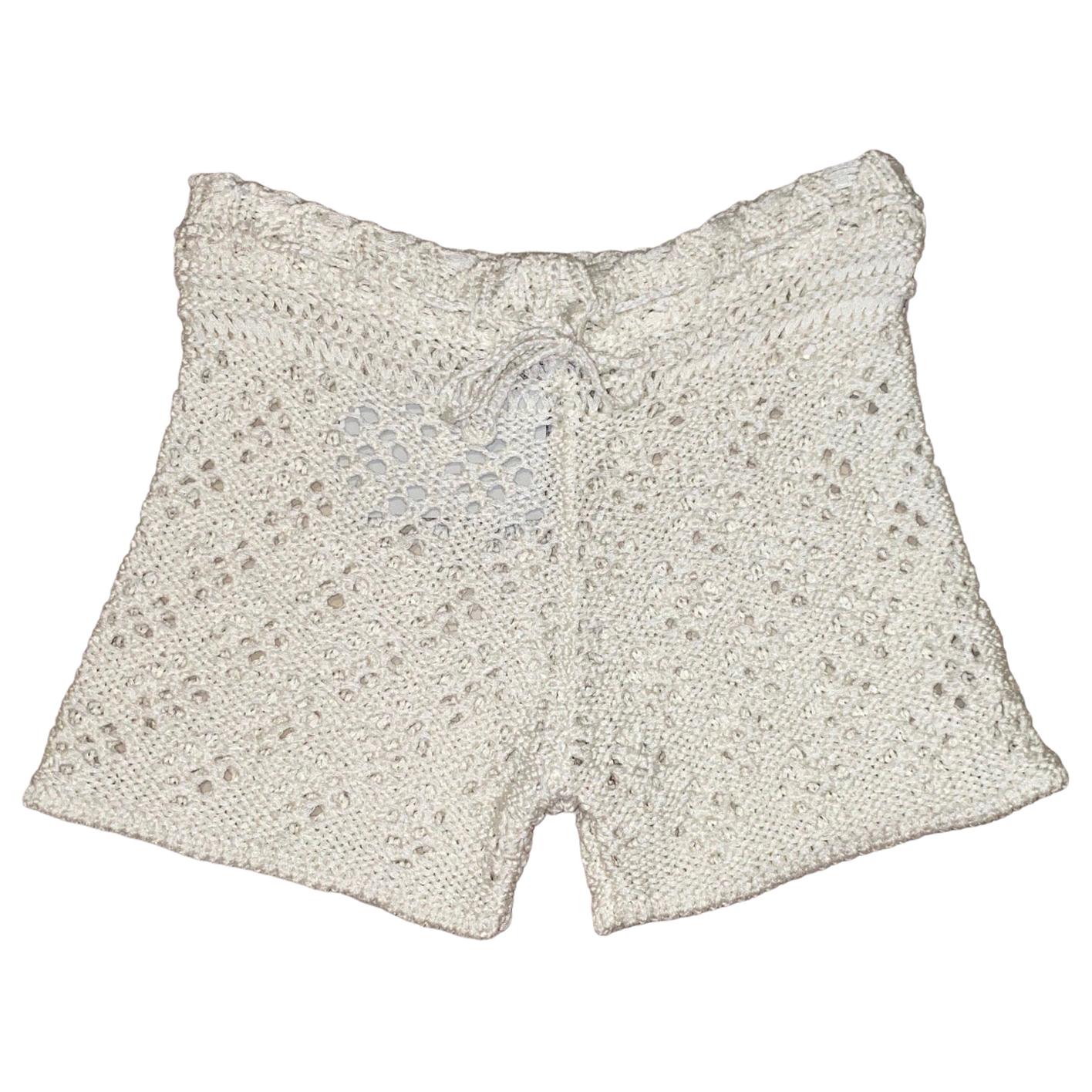 NEW Emilio Pucci Ivory Cotton Crochet Knit Shorts Hot Pants M