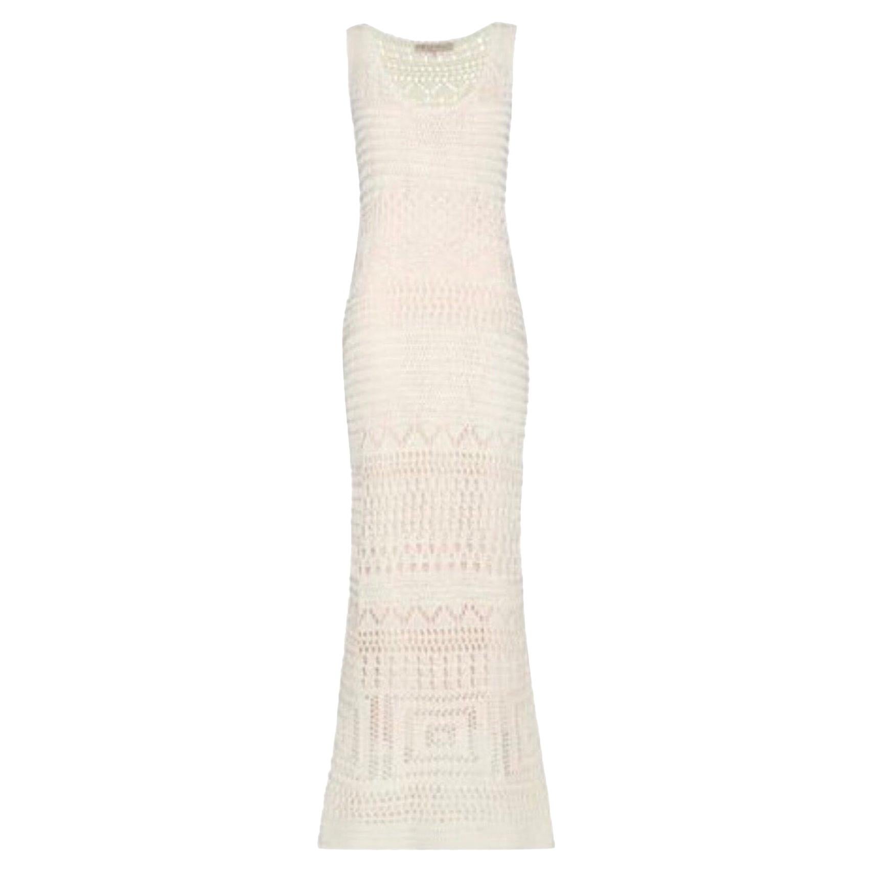NEW Emilio Pucci Ivory Crochet Knit Maxi Dress Gown