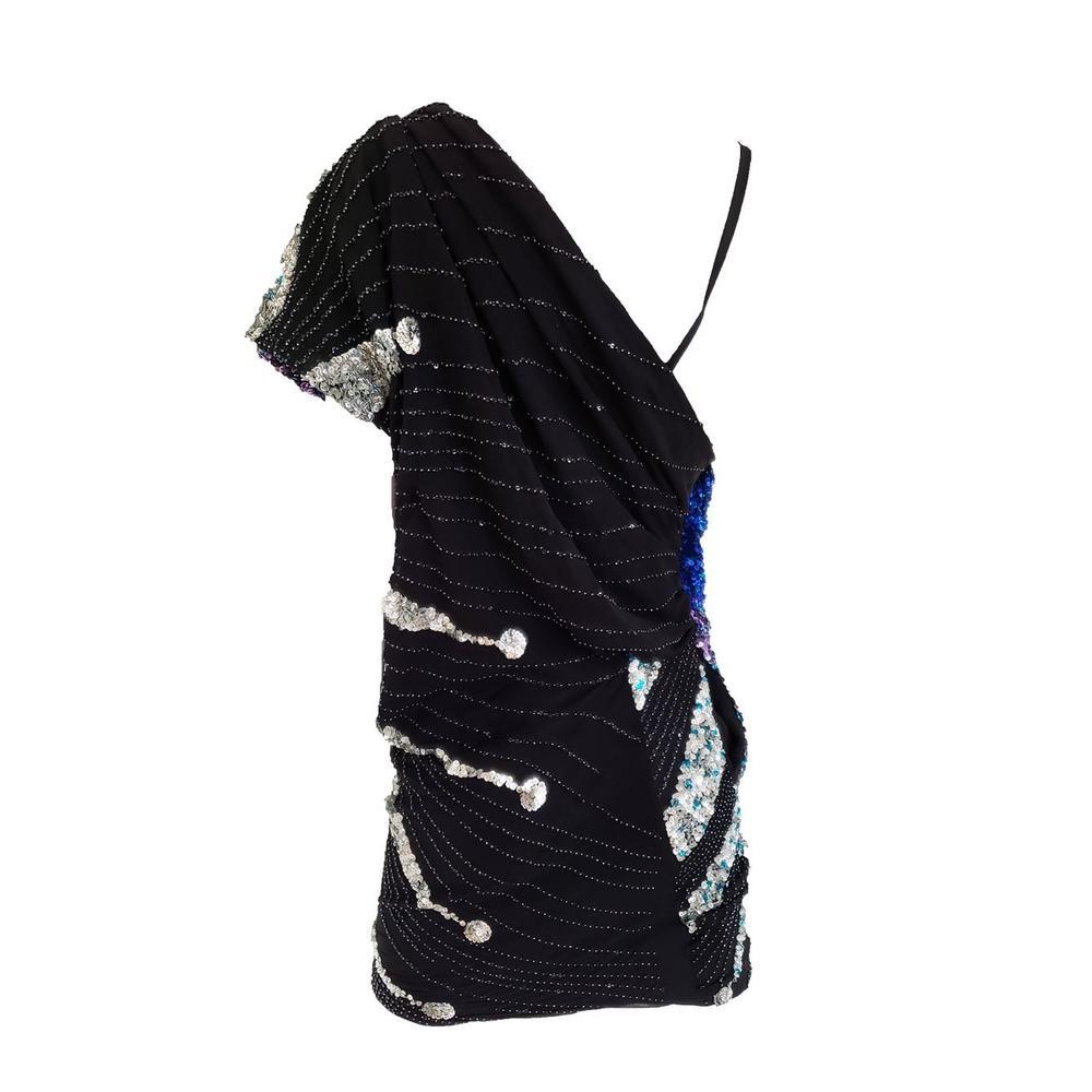 Black New Emilio Pucci Multi Color Silk One Shoulder Cocktail Dress IT40 US 4 For Sale