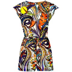 NEW Emilio Pucci Multicolor Signature Print Romper Overall Jumpsuit Playsuit