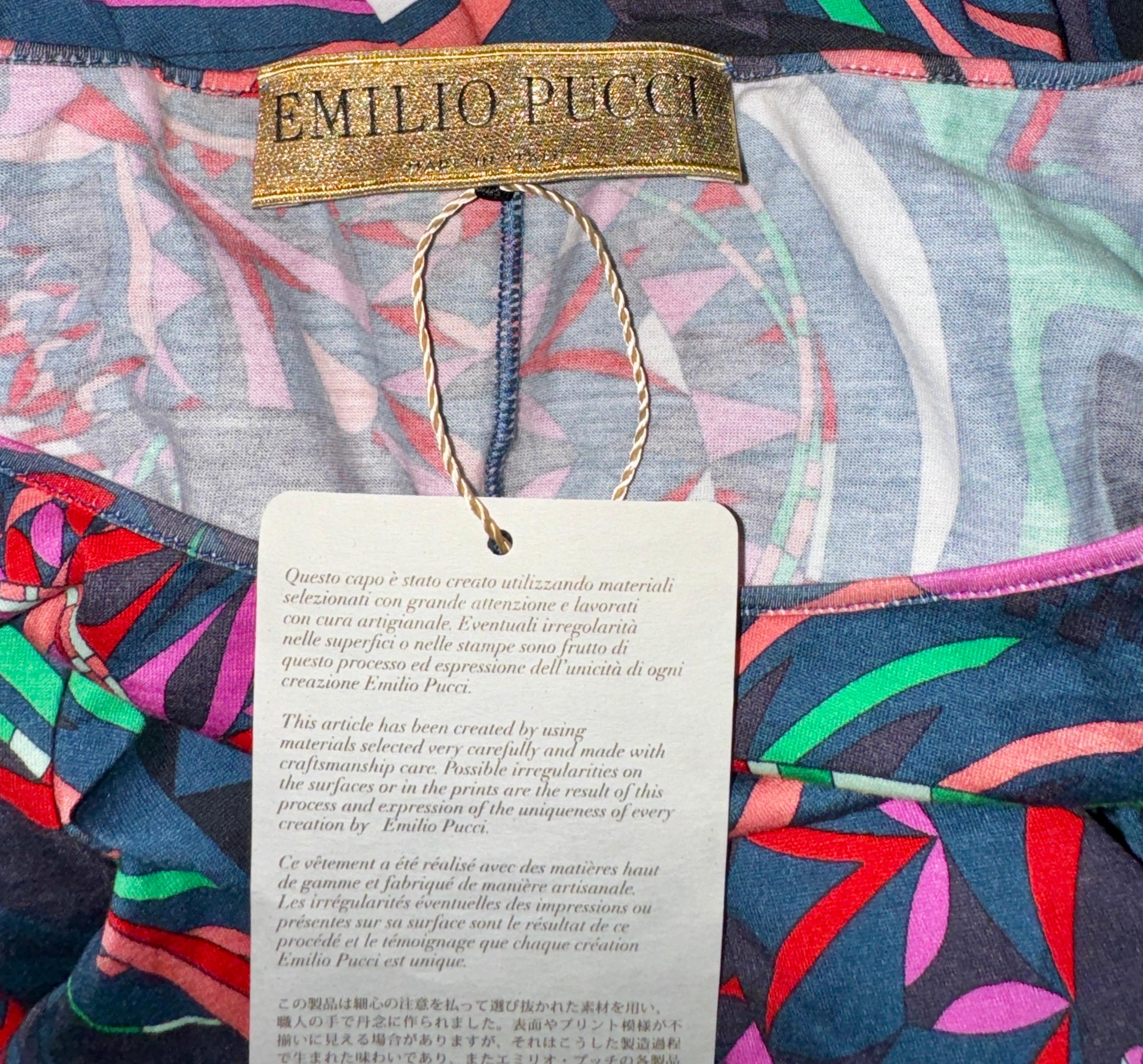 NEW Emilio Pucci Multicolor Signature Printing Dress 40 For Sale 3