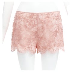 new EMILIO PUCCI pink lace scallop hem fabric buttons silk lined shorts IT44 L