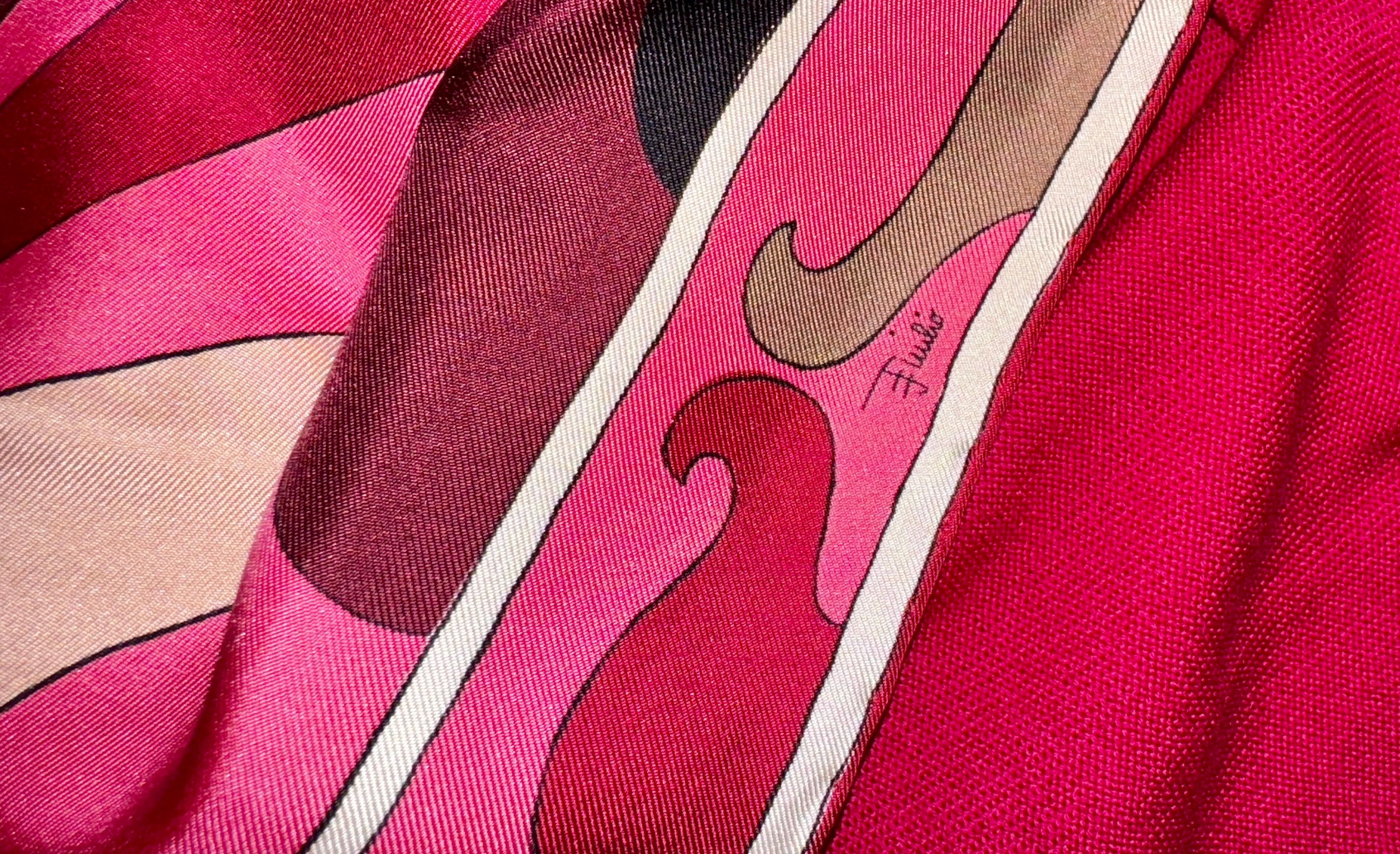 NEW Emilio Pucci Pink Sweater Top with Silk Twill Scarf Detail FW 2023/2024 M For Sale 8