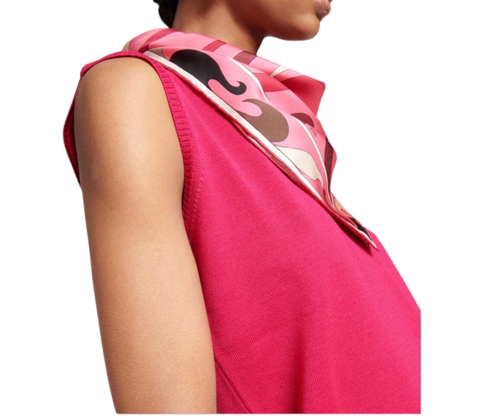 NEW Emilio Pucci Pink Sweater Top with Silk Twill Scarf Detail FW 2023/2024 M For Sale 6