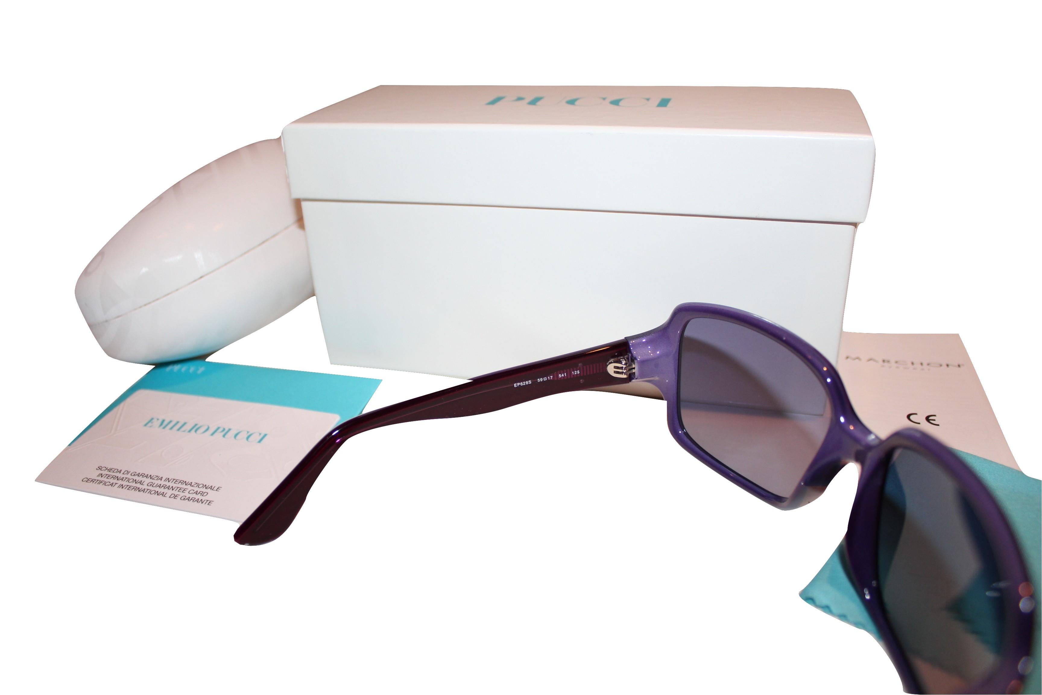 Neu Emilio Pucci Lila Logo-Sonnenbrille  Mit Etui und Schachtel 7