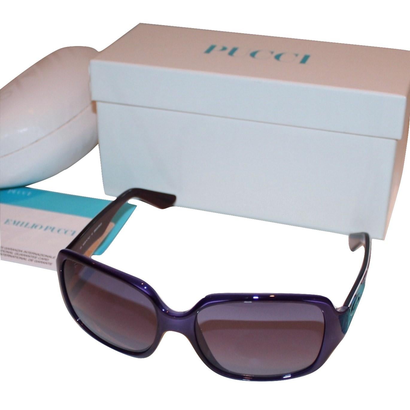 Neu Emilio Pucci Lila Logo-Sonnenbrille  Mit Etui und Schachtel 9