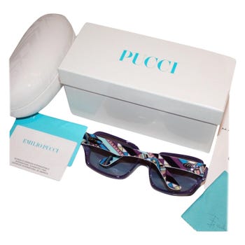 New Emilio Pucci Purple Logo Sunglasses  With Case & Box