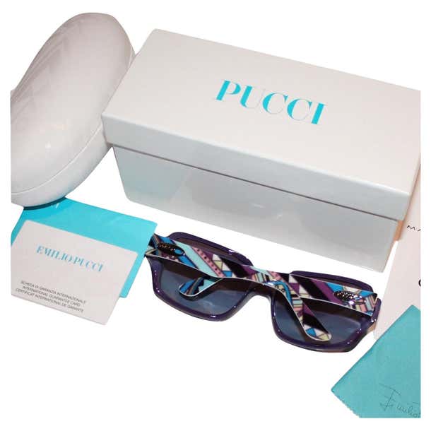 New Emilio Pucci Purple Logo Sunglasses With Case and Box For Sale at ...