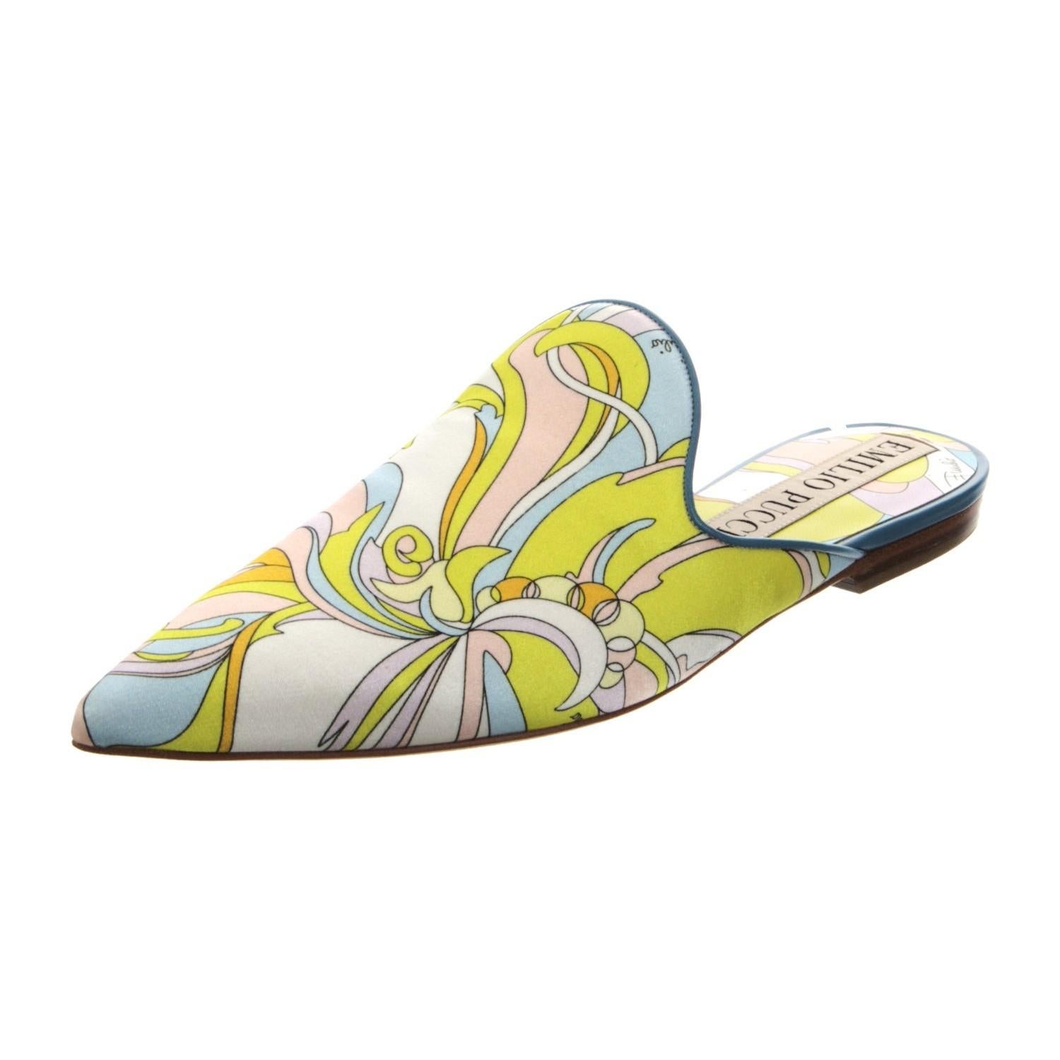 De las mujeres Nuevo Emilio Pucci Satin Slides Mules Resort 2018 Sz 36.5 $925 en venta