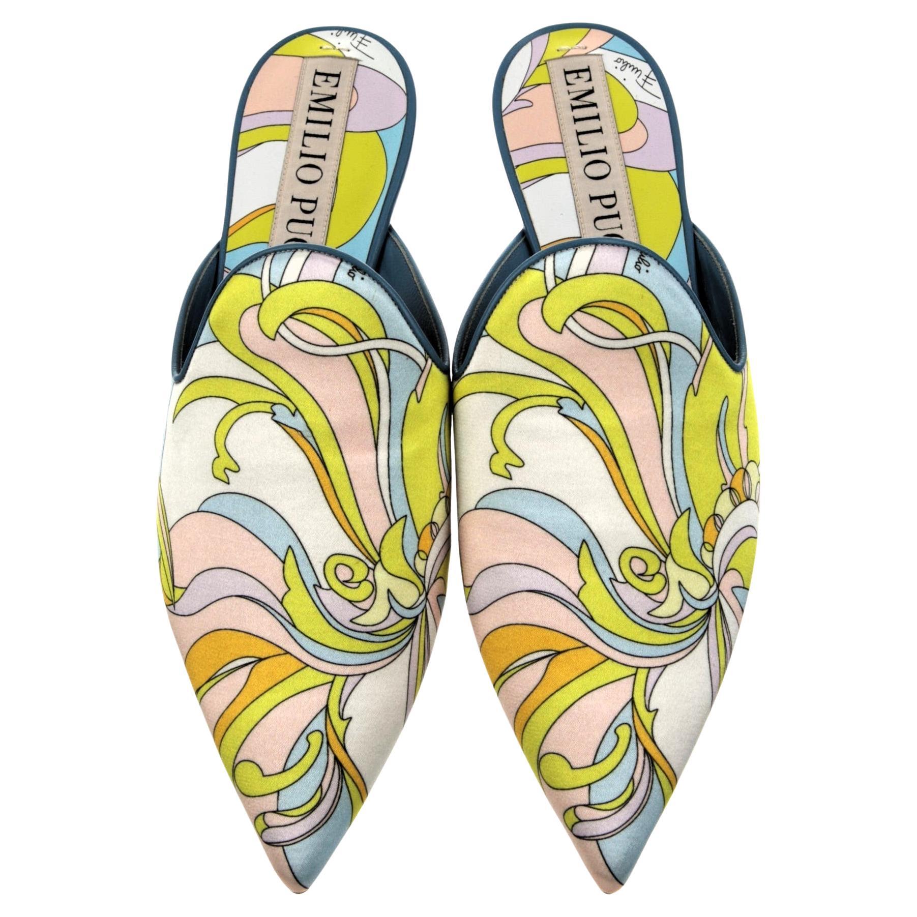 Nuevo Emilio Pucci Satin Slides Mules Resort 2018 Sz 36.5 $925 en venta