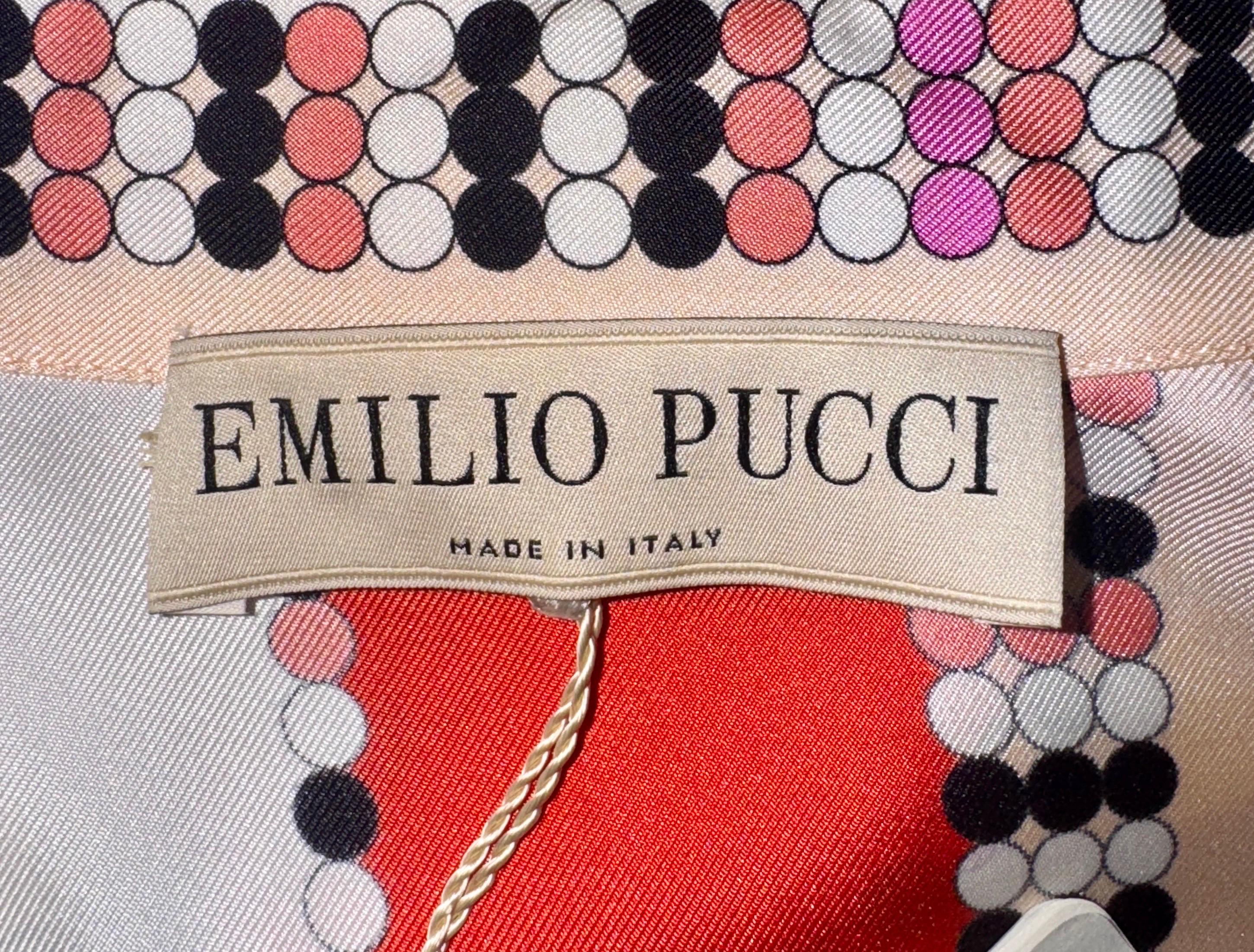 NEW Emilio Pucci Signature Printed Silk Twill Scarf Dress with Belt 36 For Sale 7