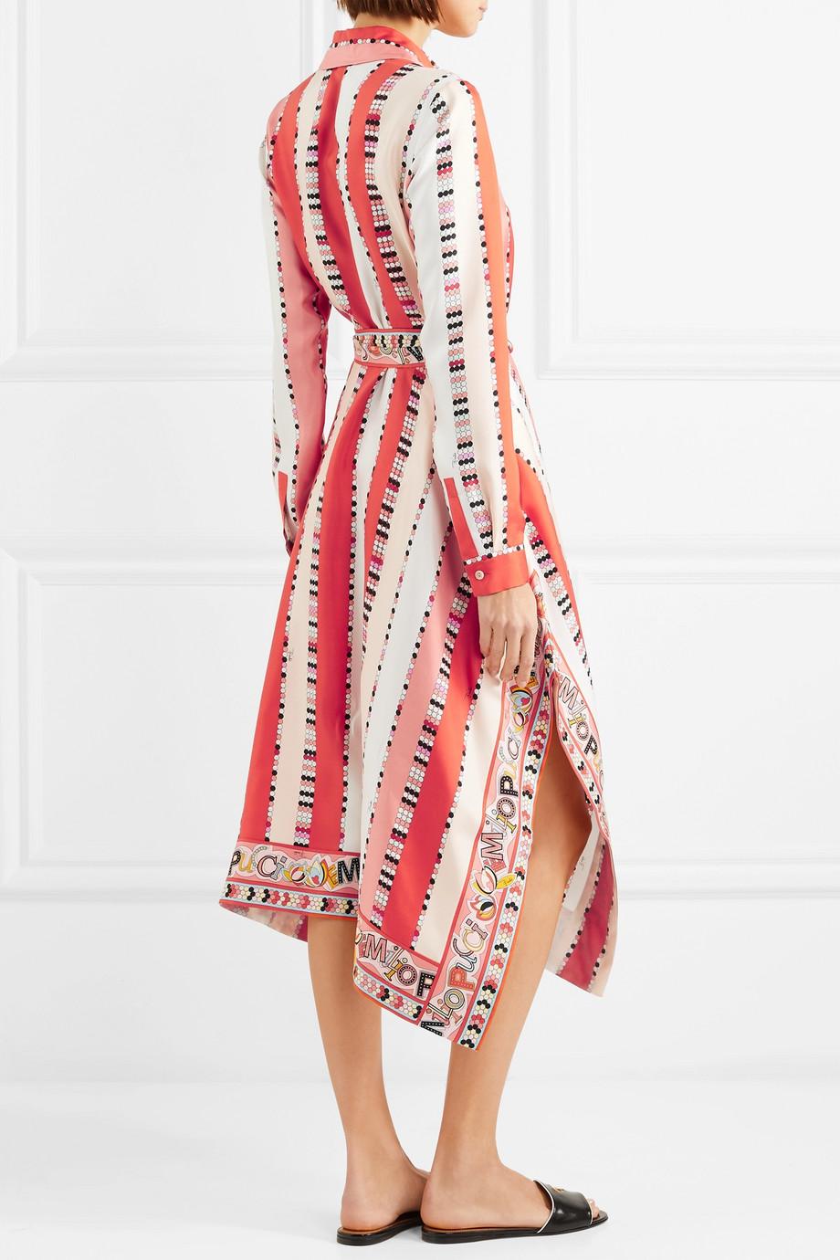 NEW Emilio Pucci Signature Printed Silk Twill Scarf Dress with Belt 36 For Sale 1