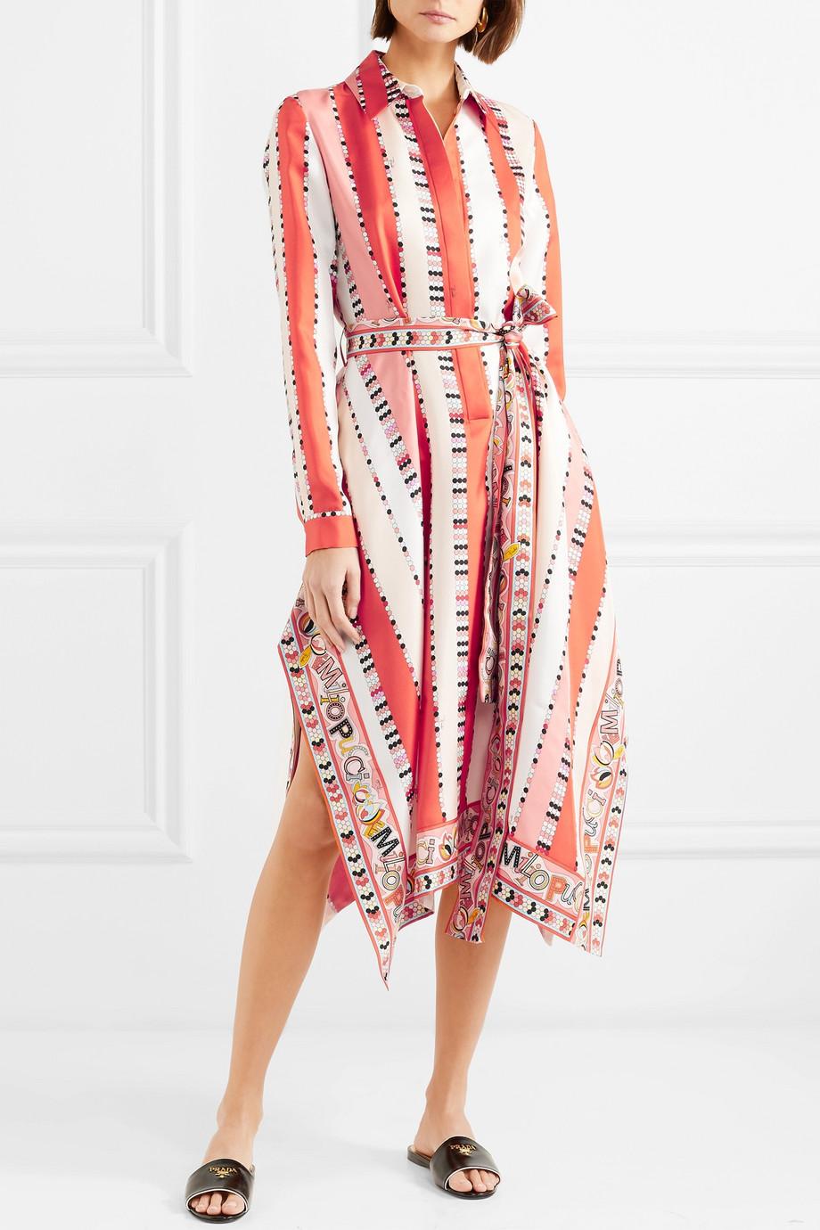 NEW Emilio Pucci Signature Printed Silk Twill Scarf Dress with Belt 36 For Sale 2