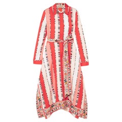 NEU Emilio Pucci Signatur bedrucktes Seiden-Twill-Schalkleid mit Gürtel 36