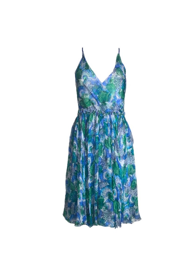 NEW Emilio Pucci Signature Print Seashells Chiffon Silk Plissee Pleated  Dress 40 For Sale at 1stDibs | chiffon signature, emilio pucci green dress,  emilio signature