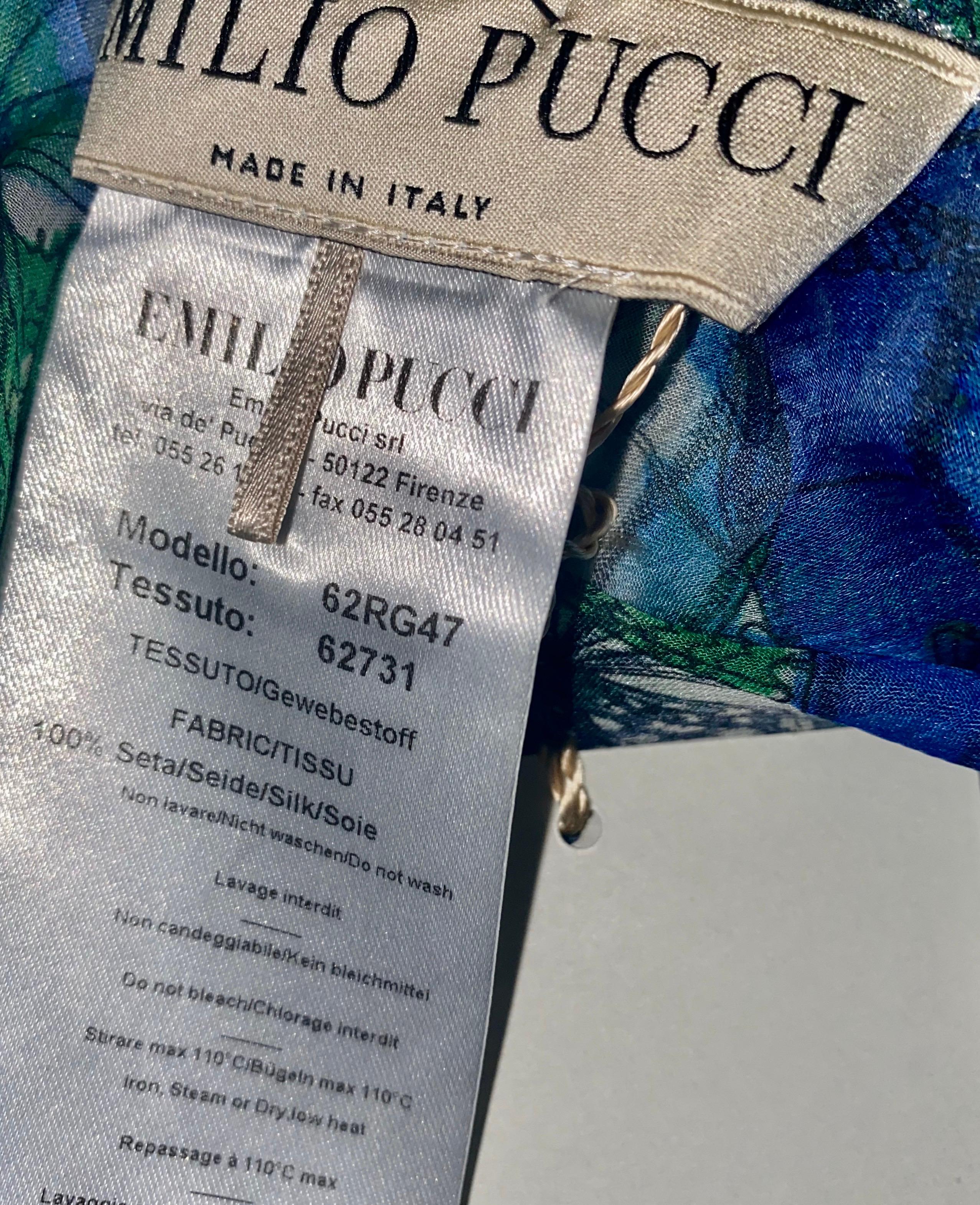 NEW Emilio Pucci Signature Print Seashells Chiffon Silk Plissee Pleated Dress 40 For Sale 1