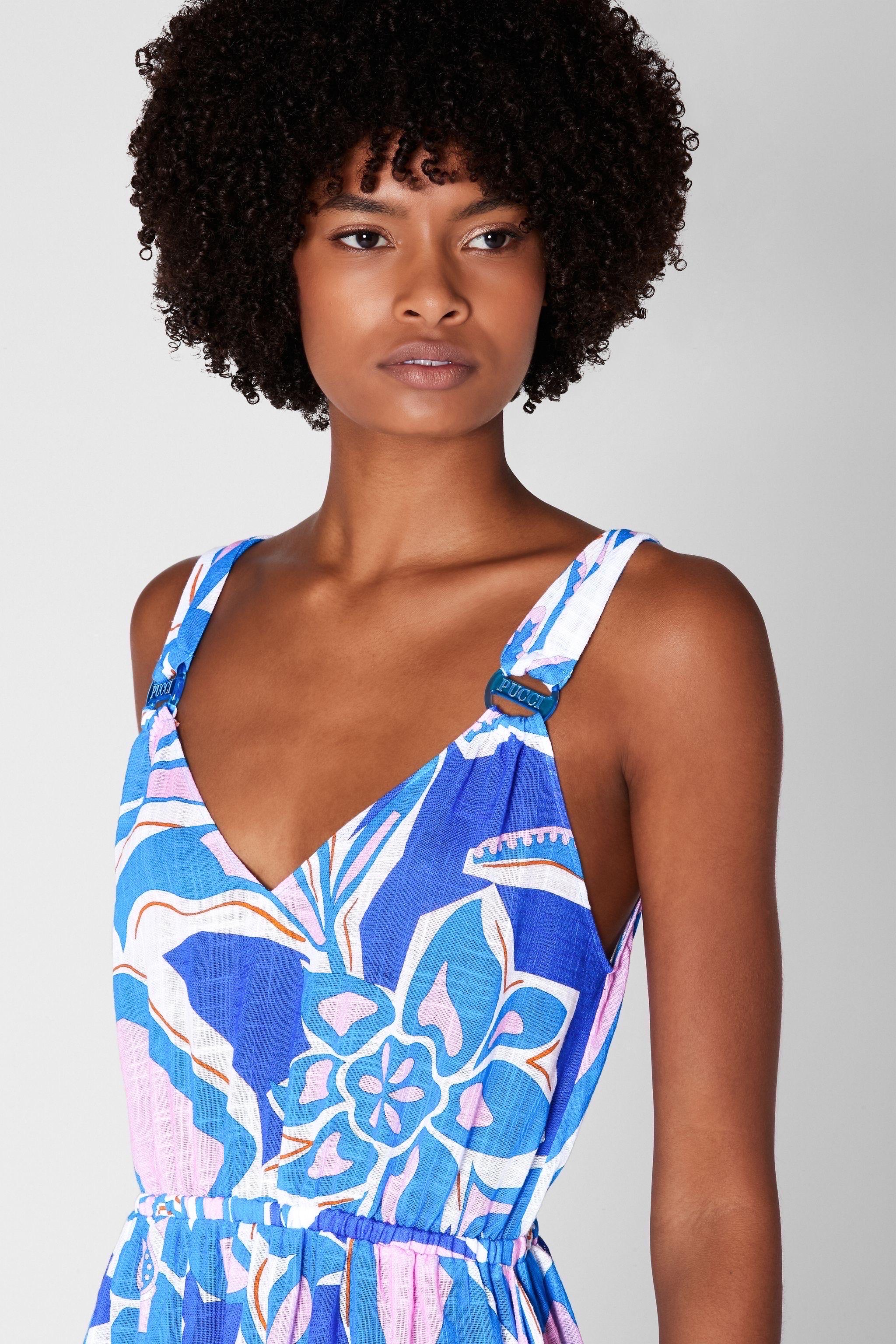NEU Emilio Pucci Signature Tropical Print Midikleid Kleid 38 Damen im Angebot