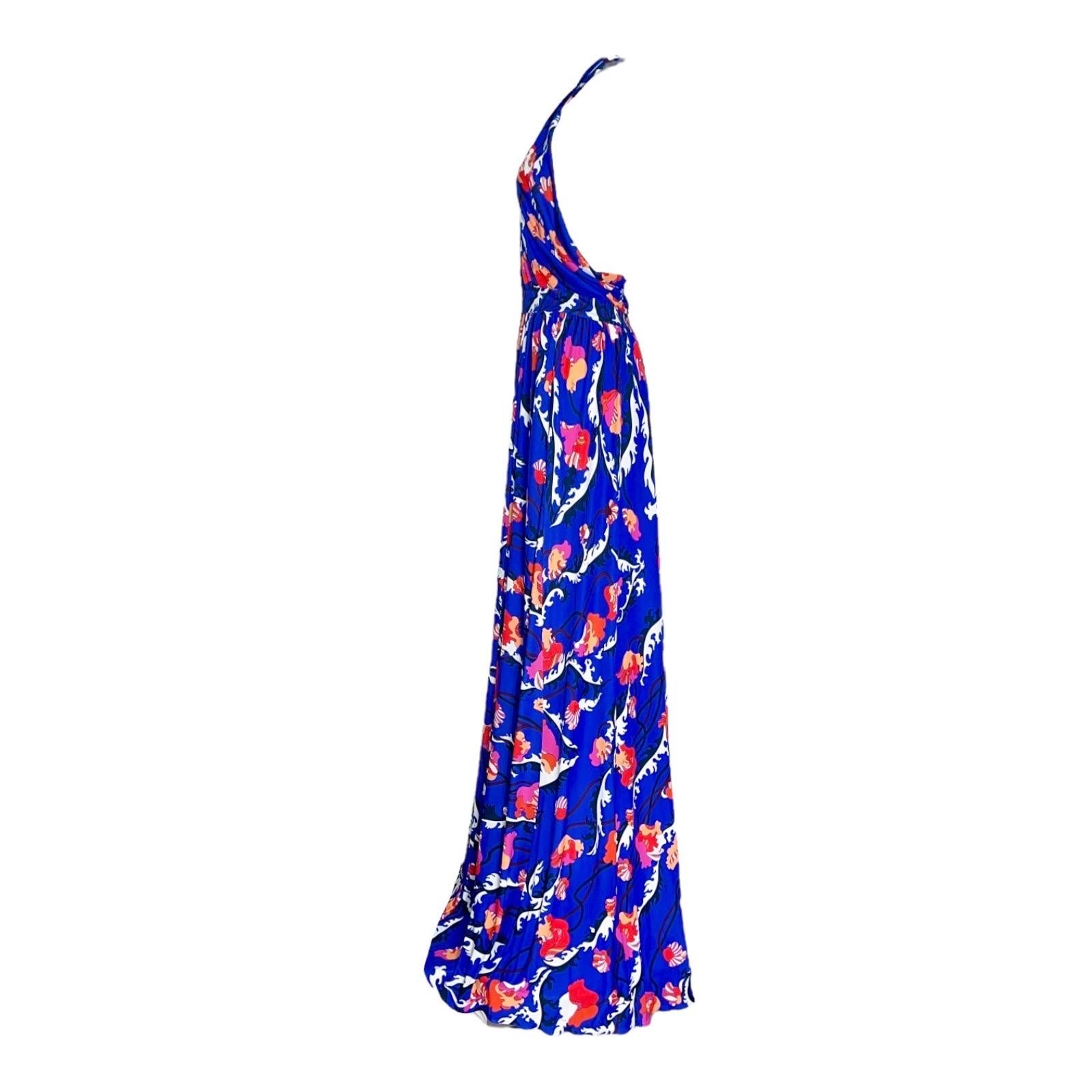 Women's NEW Emilio Pucci Signature Print  Neckholder Maxi Dress Gown 42 For Sale