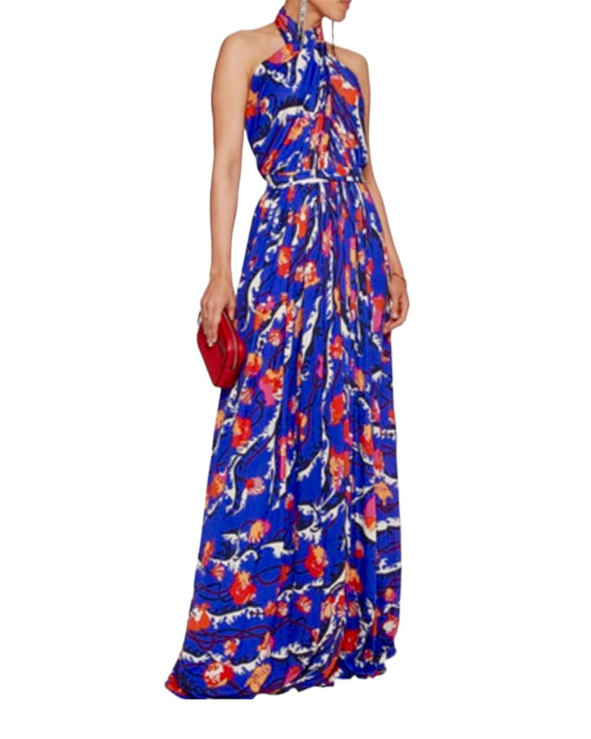 NEW Emilio Pucci Signature Print  Neckholder Maxi Dress Gown 42 For Sale 7