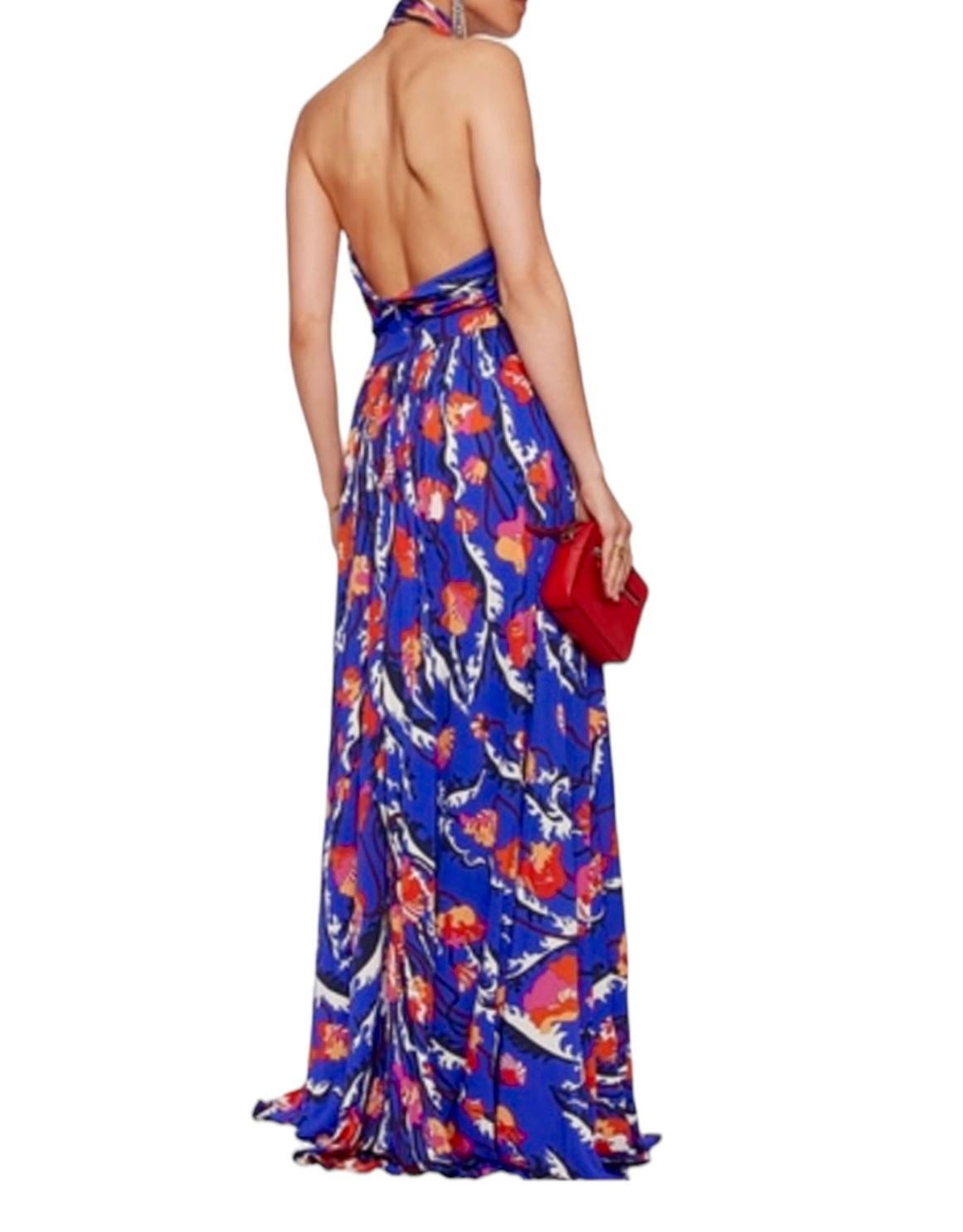 NEW Emilio Pucci Signature Print  Neckholder Maxi Dress Gown 42 For Sale 8