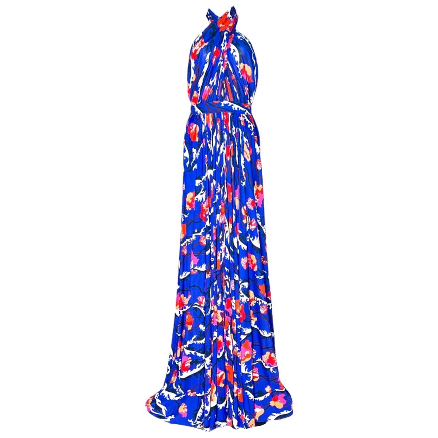 NEU Emilio Pucci Signaturdruck  Neckholder Maxikleid Kleid 42 im Angebot