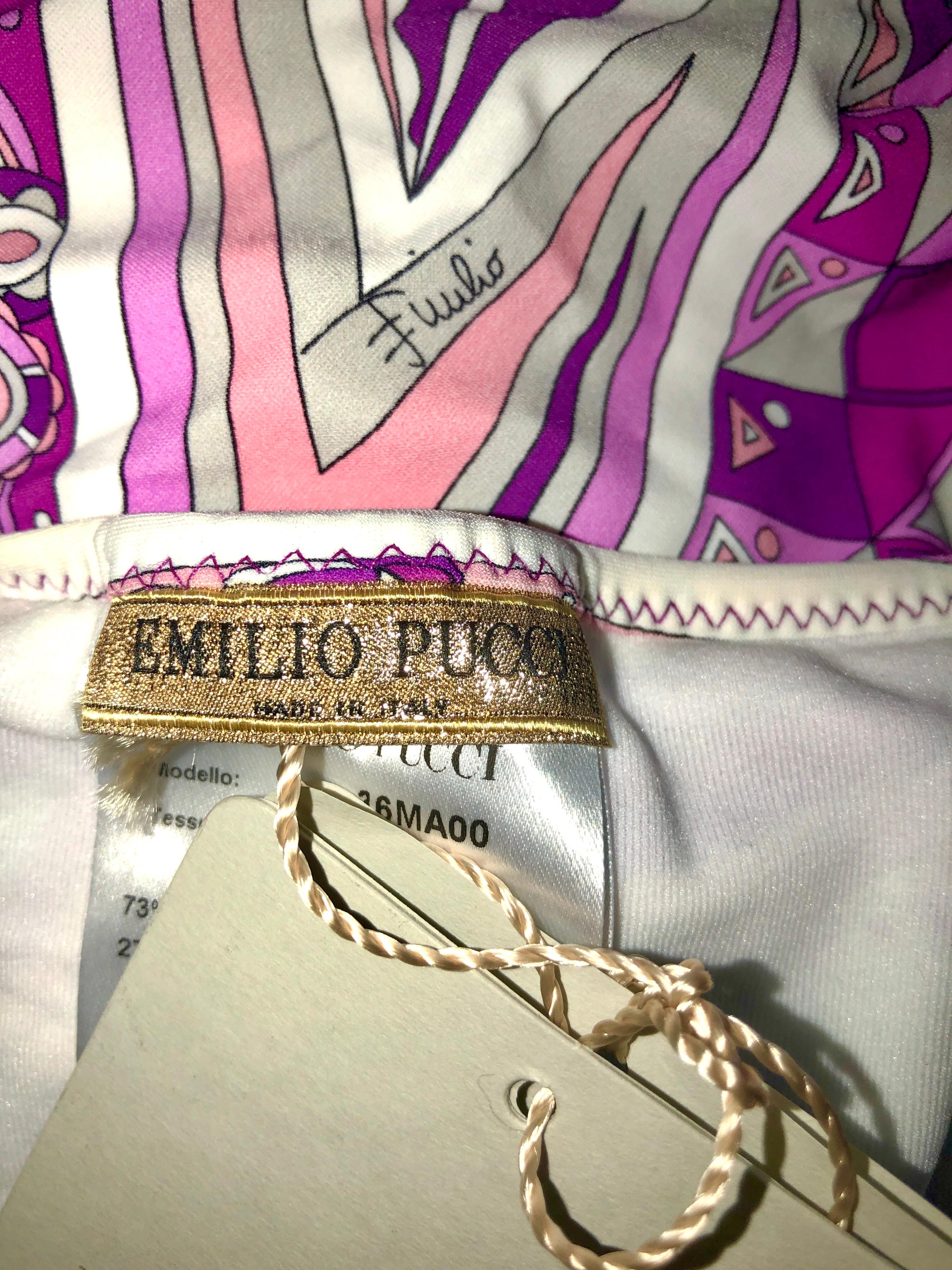 Purple NEW Emilio Pucci Signature Print Triangle Bikini Swimsuit Swimwear