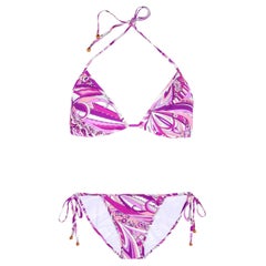 NEW Emilio Pucci Signature Print Triangle Bikini Swimsuit Swimwear