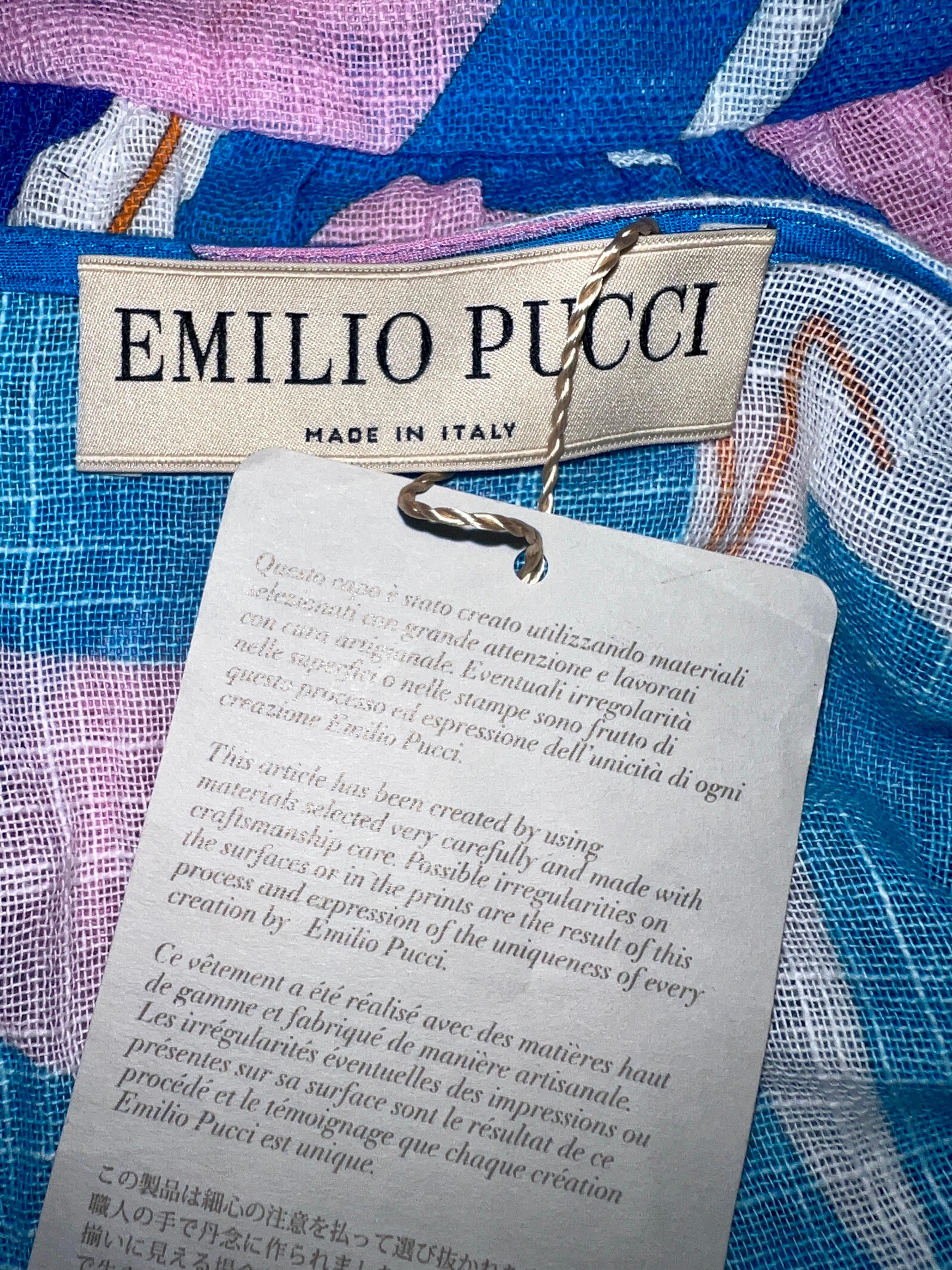 Women's NEW Emilio Pucci Signature Tropical Print Wrap Blouse Top 38 For Sale