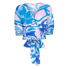 Emilio Pucci, chemisier portefeuille imprimé tropical caractéristique, taille 38