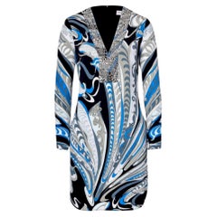 NEW Emilio Pucci Silk Cady Embroidered Kaftan Tunic Dress 44