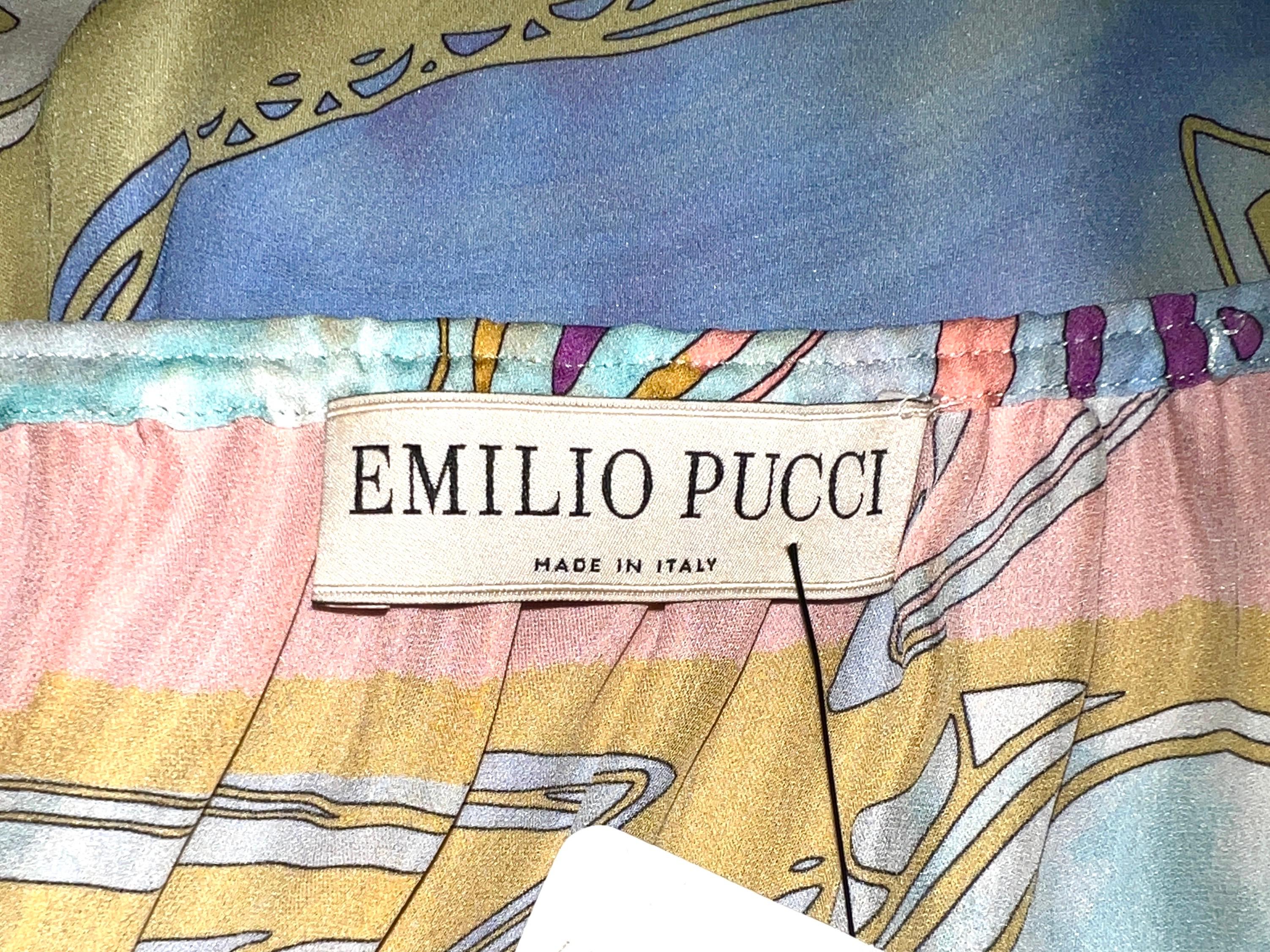 NEU Emilio Pucci Pastellfarbenes Kleid mit Sternmuster aus Seide mit Krawattendruck 44 im Angebot 5